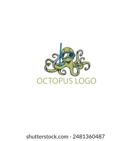 Octopus scuba diver logo templete