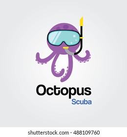 Octopus Scuba Logo Template for Diving and Snorkeling equipment shop, diving School.