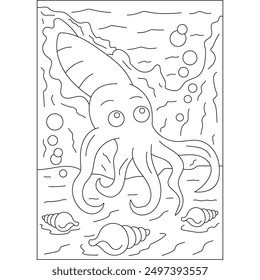 octopus sea animal coloring book page for kids or grown adults creative coloring mindful relaxation activity