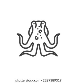 Octopus sea animal line icon. linear style sign for mobile concept and web design. Octopus mollusc outline vector icon. Symbol, logo illustration. Vector graphics