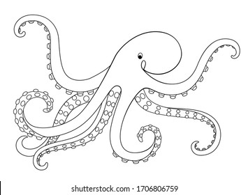 Octopus Sea Animal Linear Vector Picture Stock Vector (Royalty Free ...