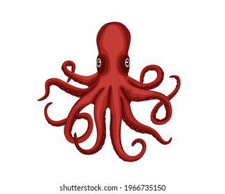 Octopus sea animal mascot logo design. Realistic giant squid vector illustration