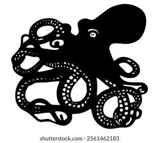 octopus sea animal silhouette vector design