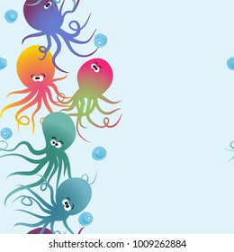 Octopus sea vector seamless pattern. Color texture for children. Pattern with marine motifs, underwater live