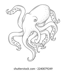 octopus sealife sketch style icon