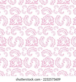 Octopus seamless pattern isolated on white background