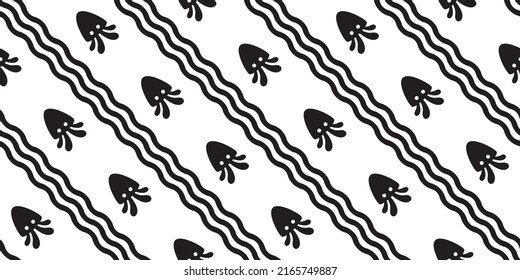 octopus Seamless pattern squid fish vector salmon tuna shark dolphin doodle icon cartoon ocean sea pet animal repeat wallpaper tile background scarf isolated gift wrapping paper illustration doodle de