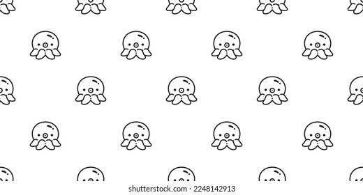 octopus Seamless pattern squid fish vector salmon tuna shark dolphin doodle icon cartoon ocean sea pet animal doodle repeat wallpaper tile background scarf isolated gift wrapping paper illustration de