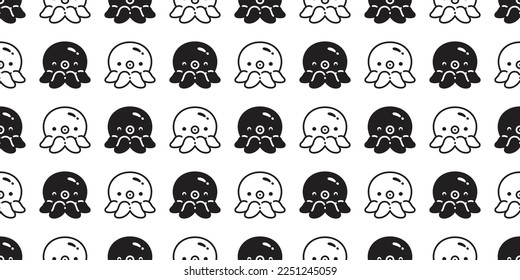 octopus Seamless pattern squid fish vector doodle icon cartoon ocean sea pet animal doodle repeat wallpaper tile background scarf isolated gift wrapping paper illustration design