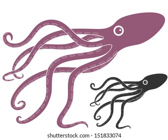 Octopus set. Abstract octopus on white background