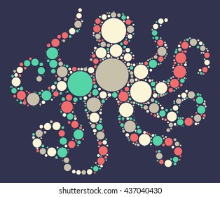 octopus shape vector design by color point