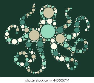 octopus shape vector design by color point