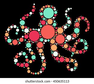 octopus shape vector design by color point
