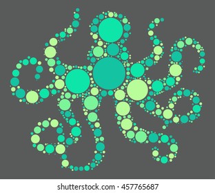 octopus shape vector design by color point