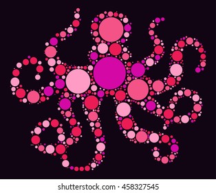 octopus shape vector design by color point