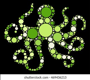 octopus shape vector design by color point