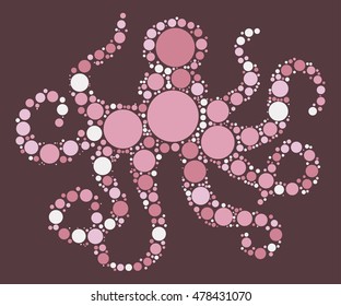 octopus shape vector design by color point