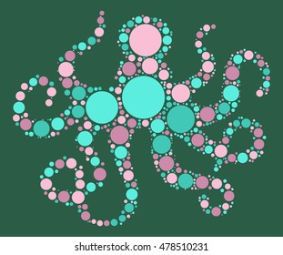 octopus shape vector design by color point