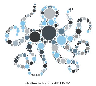 octopus shape vector design by color point