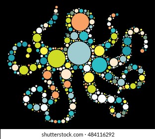 octopus shape vector design by color point