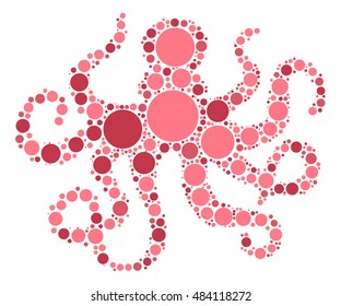 octopus shape vector design by color point