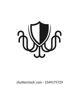 Octopus shield logo for technology modern