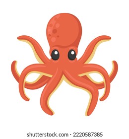 Octopus Sign Emoji Icon Illustration. Sea Animals Vector Symbol Emoticon Design Clip Art Sign Comic Style.