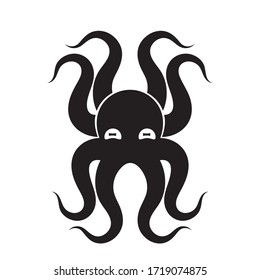 Octopus silhouette icon on a white isolated background. Vector image eps 10