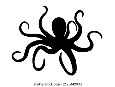 Octopus Silhouette Isolated On White Stock Vector (Royalty Free ...
