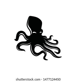 Octopus silhouette Logo vector. abstract tentacles with highlight bright look. or kraken and squid