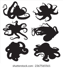 Octopus Silhouette. A set of octopus silhouettes