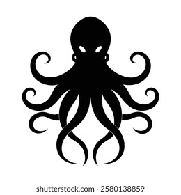 Octopus Silhouette Vector Art and Black Octopus Design Illustrations
