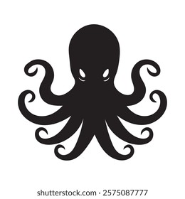 Octopus silhouette vector art illustration on white background