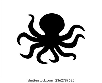 Octopus silhouette vector art white background