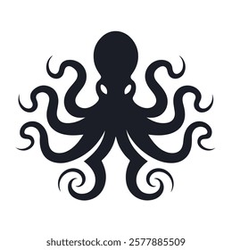 Octopus silhouette vector design in white background.