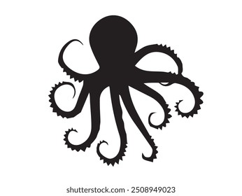 Ícone de vetor de silhueta de polvo. Polvo design preto silhueta kraken mar animal oceano logotipo. Ícone Octopus vetor sinal design de ilustração.