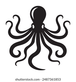 Octopus silhouette vector icon symbol