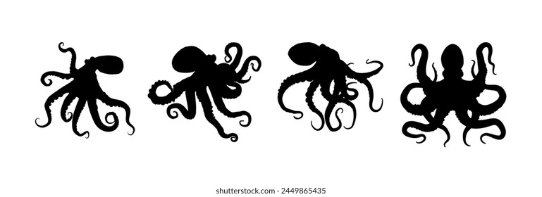 silueta de pulpo - Ilustración vectorial	