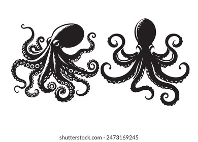 octopus silhouette vector illustration art