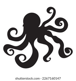 Octopus silhouette. Vector illustration isolated on white background.