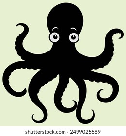 octopus silhouette - vector illustration. octopus silhouette vector. Octopus symbol. Isolated octopus on white background. Group of sea creatures. Sea Animal. Sea Fish. Marine underwater world coral.