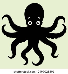 octopus silhouette - vector illustration. octopus silhouette vector. Octopus symbol. Isolated octopus on white background. Group of sea creatures. Sea Animal. Sea Fish. Marine underwater world coral.