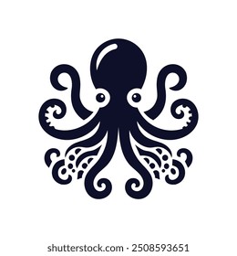 octopus silhouette - vector illustration. octopus silhouette vector. Octopus symbol. Isolated octopus on white background. Group of sea creatures. Sea Animal. Sea Fish. Marine underwater world coral.