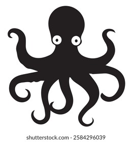 Octopus silhouette vector illustration. Octopus symbol. Eps 10