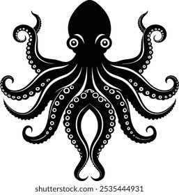 Octopus Silhouette Vector | Marine Life Illustrations for Ocean-Themed Designs