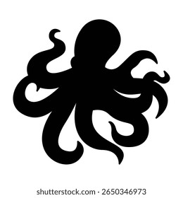 Octopus Silhouette Vector, Sea Animal Illustration for Logos Designs