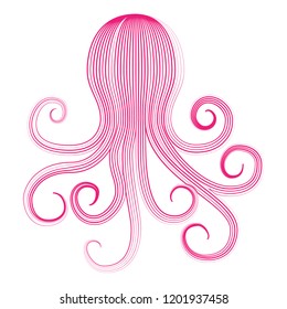 Octopus silhouette in vintage style on transparent background. Aquarium octopus vector icon. Octopus logo vector. Vector octopus illustration. Animal silhouette. Silhouette squid vector.