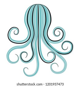 Octopus silhouette in vintage style on transparent background. Aquarium octopus vector icon. Octopus logo vector. Vector octopus illustration. Animal silhouette. Silhouette squid vector.