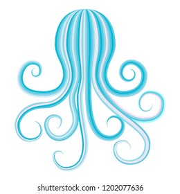 Octopus silhouette in vintage style on transparent background. Aquarium octopus vector icon. Octopus logo vector. Vector octopus illustration. Animal silhouette. Silhouette squid vector.