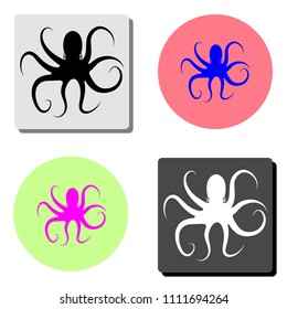 octopus. simple flat vector icon illustration on four different color backgrounds